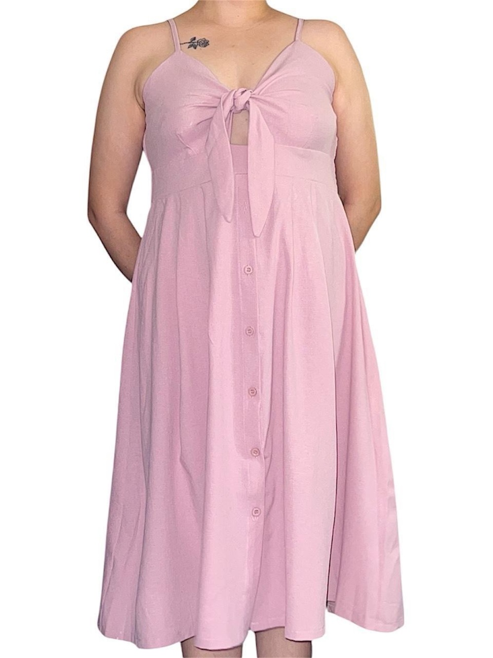 Yidarton Coquette Pink Midi Dress